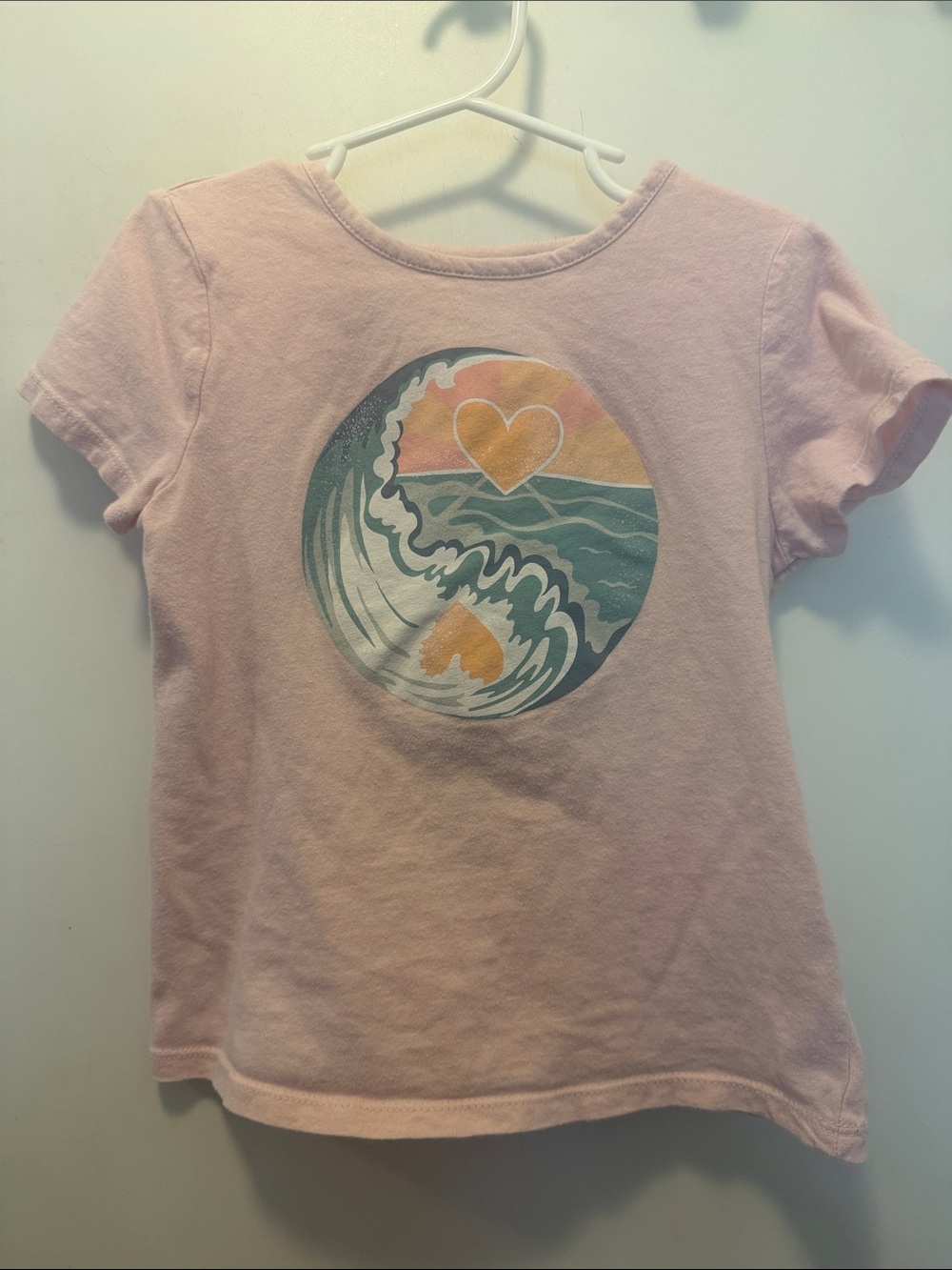 Girls' Pink Wave Heart Yin Yang Graphic Tee